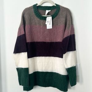 ADY P Striped Crewneck Relaxed Fit Sweater L